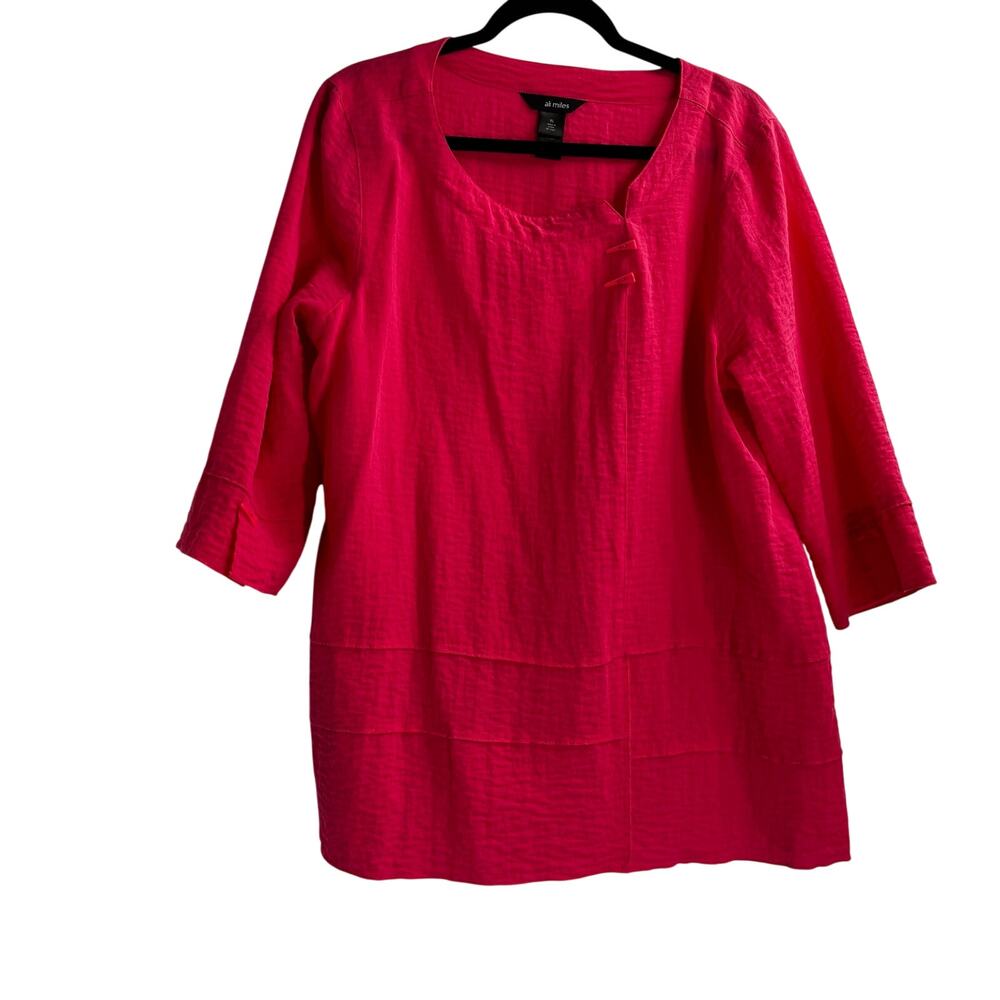 Ali Miles Red Textured Lagenlook Stretch Top Tunic Women’s XL